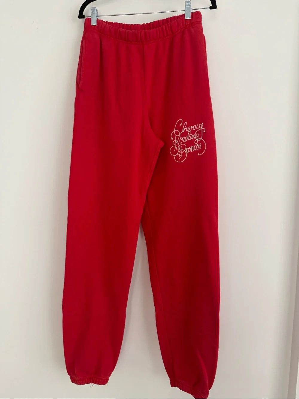 Cherry Los Angeles Bowling Broncos Embroidered Sweatpants NWT Large